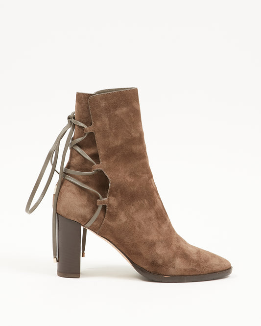 Jimmy Choo Khaki Green Suede Booties - 38.5