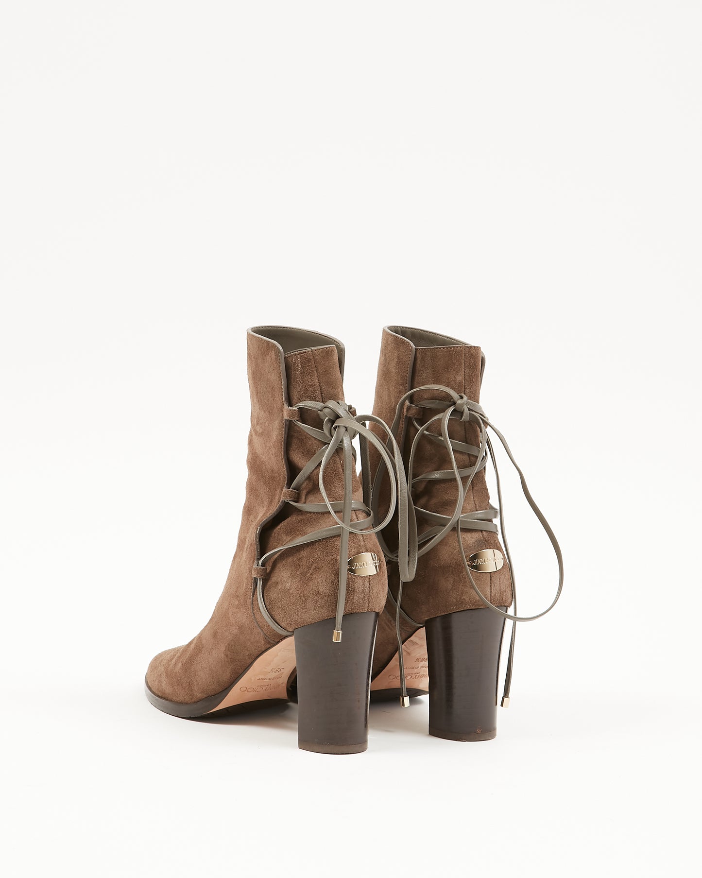 Jimmy Choo Khaki Green Suede Booties - 38.5