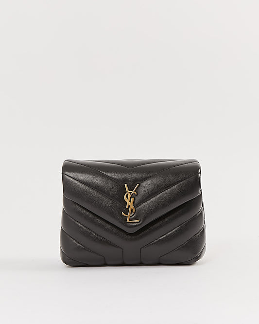 Saint Laurent Black Chevron Monogram Toy Lou Lou Crossbody