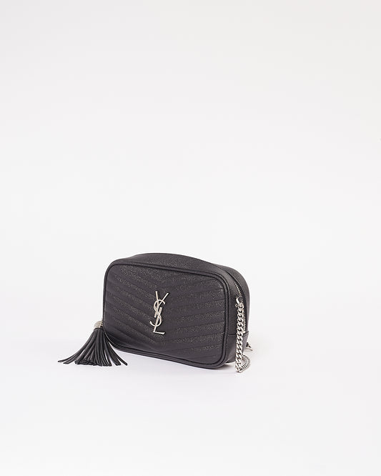 Saint Laurent Black Grain De Poudre Monogram Matelassé Mini Lou Camera Bag