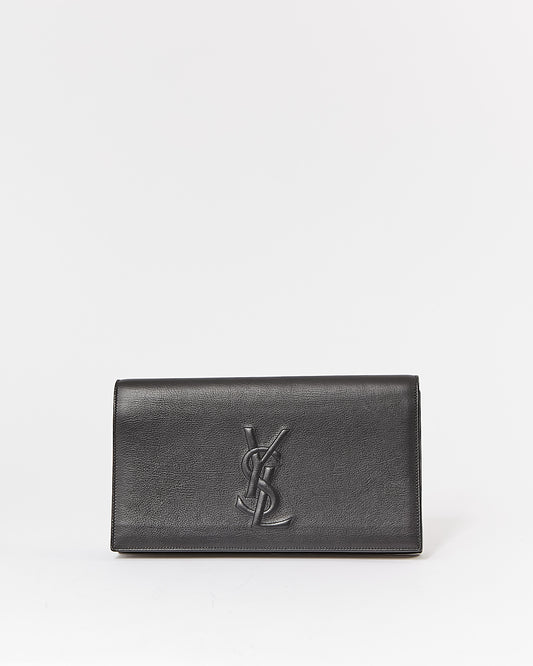 Saint Laurent Black Leather Belle De Jour Logo Clutch