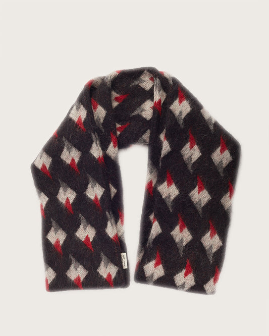 Saint Laurent Black/Red Mohair Neck Scarf