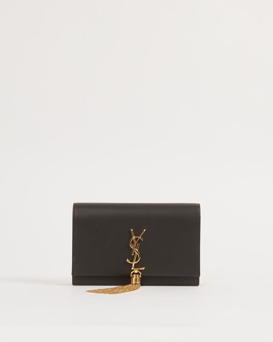 Saint Laurent Black Smooth Classic Monogram Kate Tassel Chain Wallet