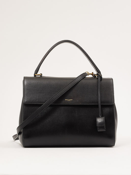 Saint Laurent Black Smooth Leather Top Handle Bag