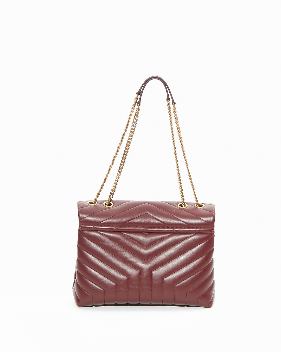 Saint Laurent Burgundy Matelassé Leather Medium LouLou Chevron Shoulder Bag