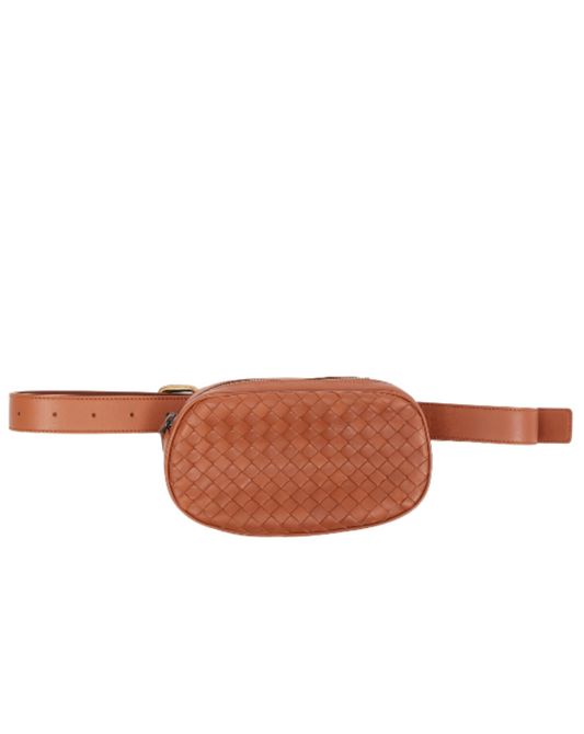 Bottega Veneta Chestnut Brown Intrecciato Leather Belt Bag