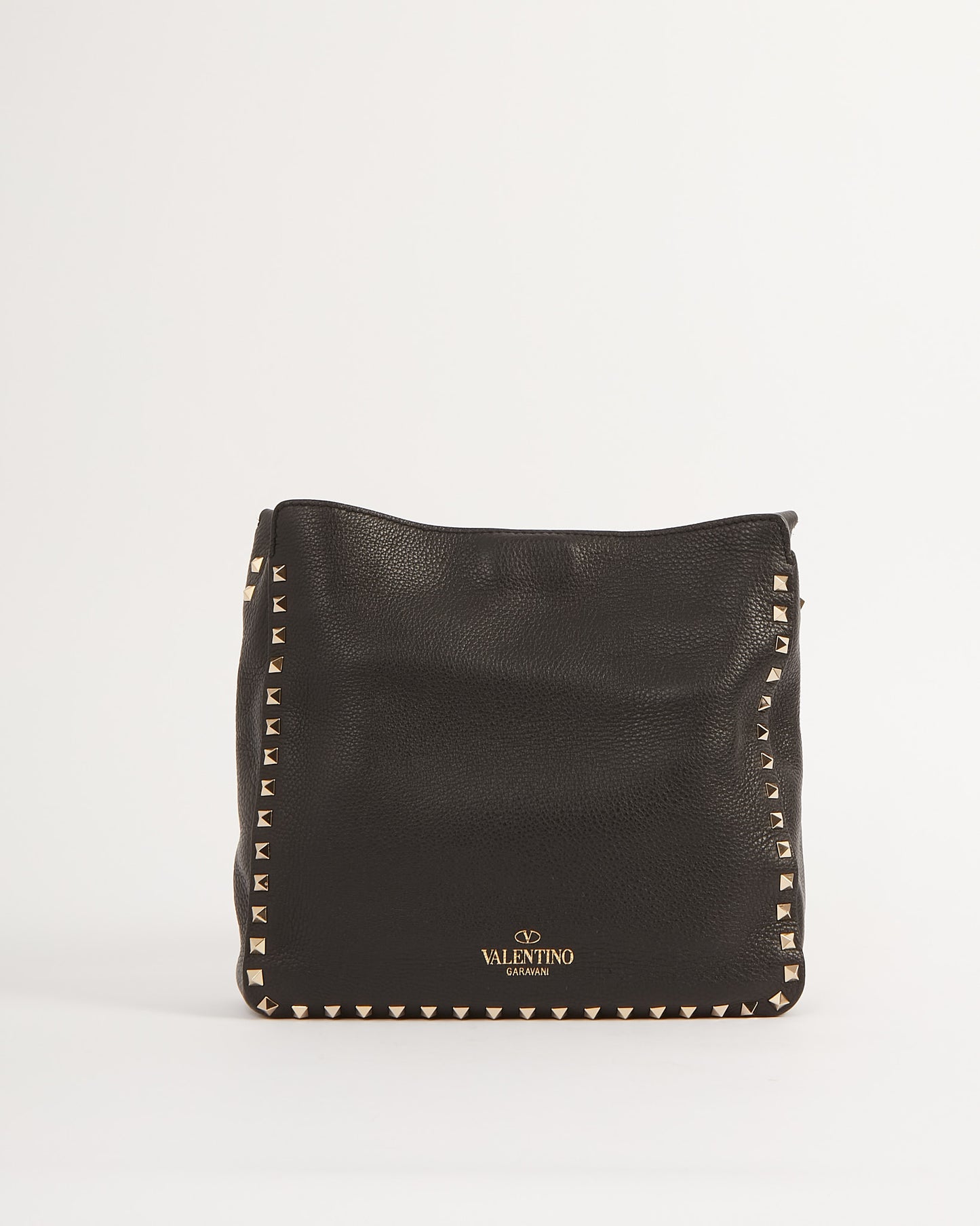 Sac messager Rockstud en cuir grainé noir Valentino