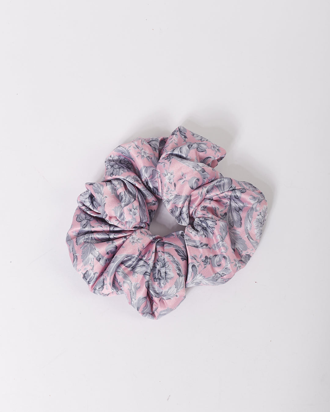 Versace Pink Print Silk Hair Scrunchy