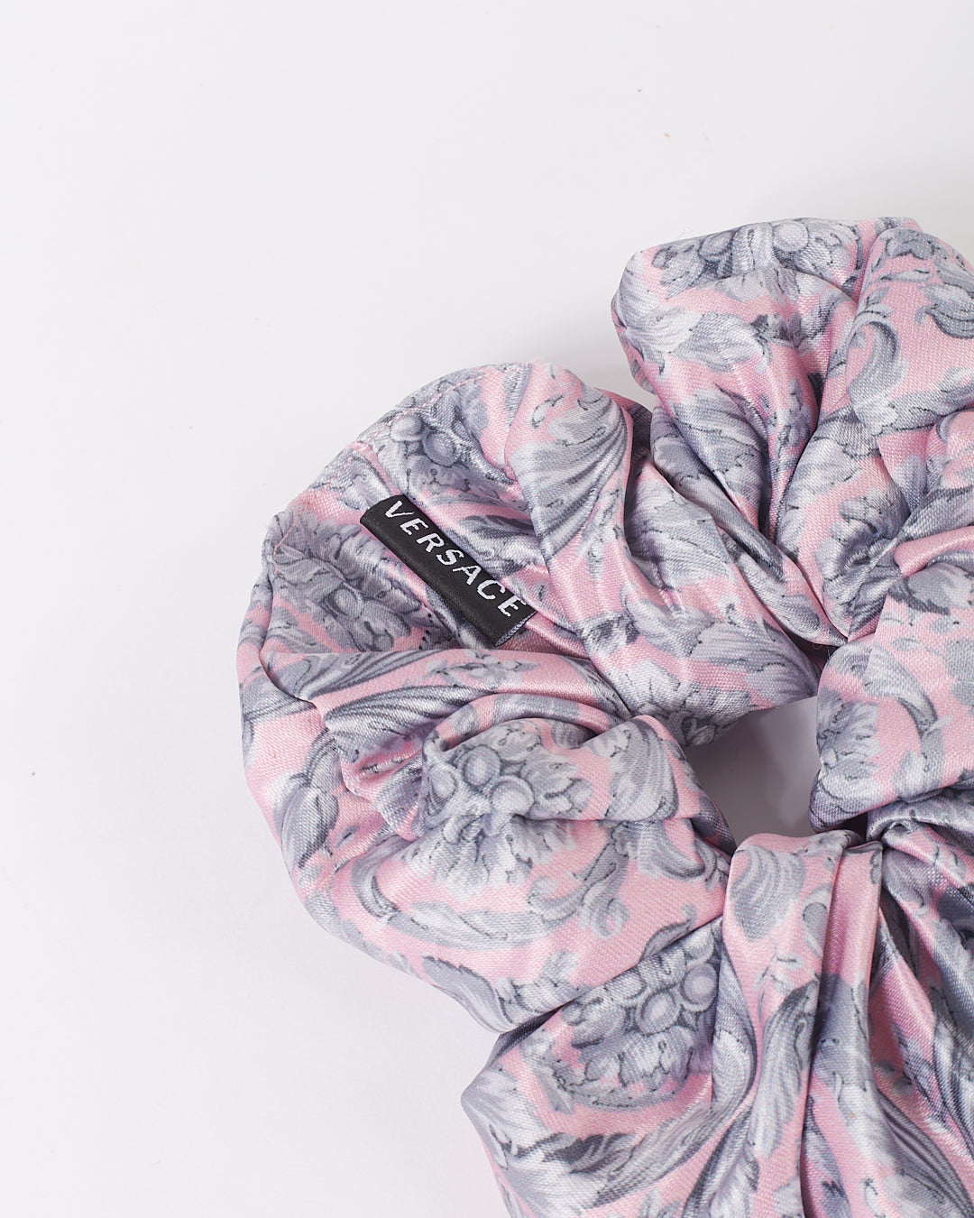 Versace Pink Print Silk Hair Scrunchy