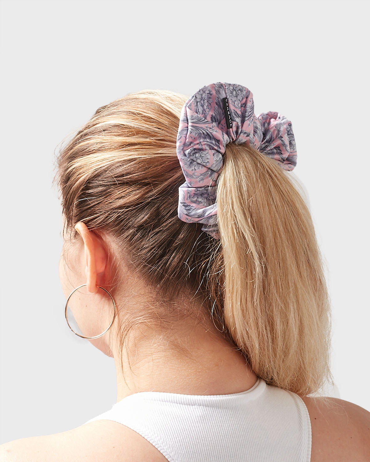 Versace Pink Print Silk Hair Scrunchy