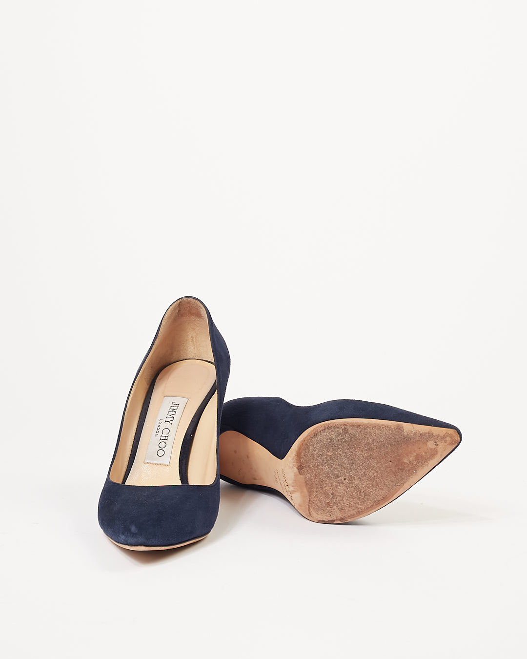 Jimmy Choo Navy Suede Point Toe Pumps - 36