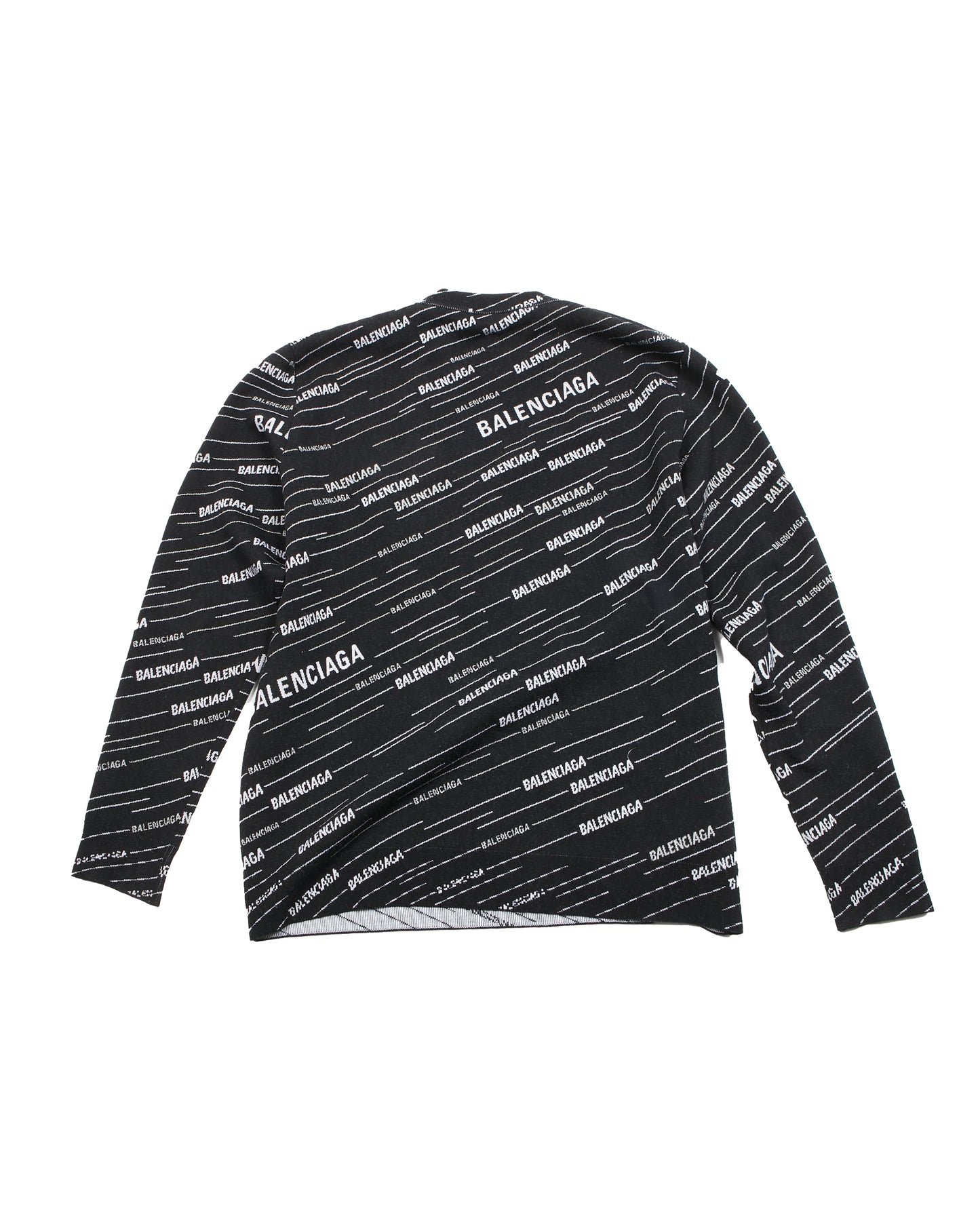 Balenciaga Black Logo Mania Wool Crewneck Sweater - M