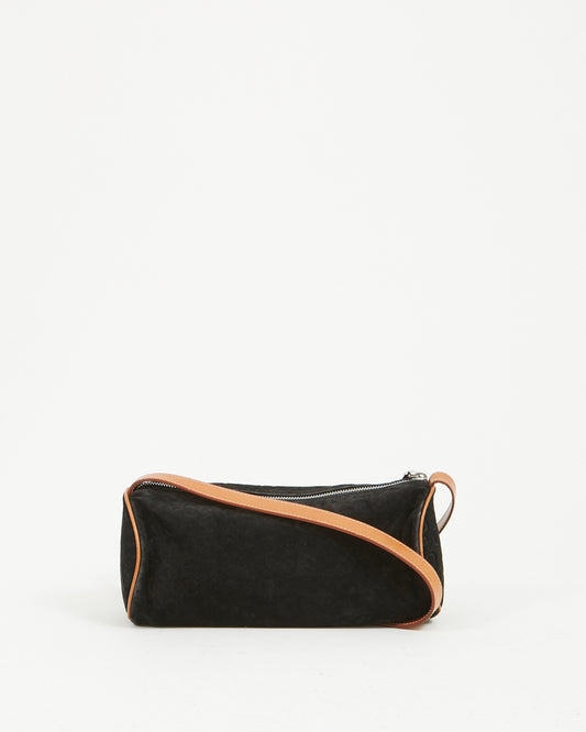 Celine Black Suede C Macadam Cylinder Crossbody Bag