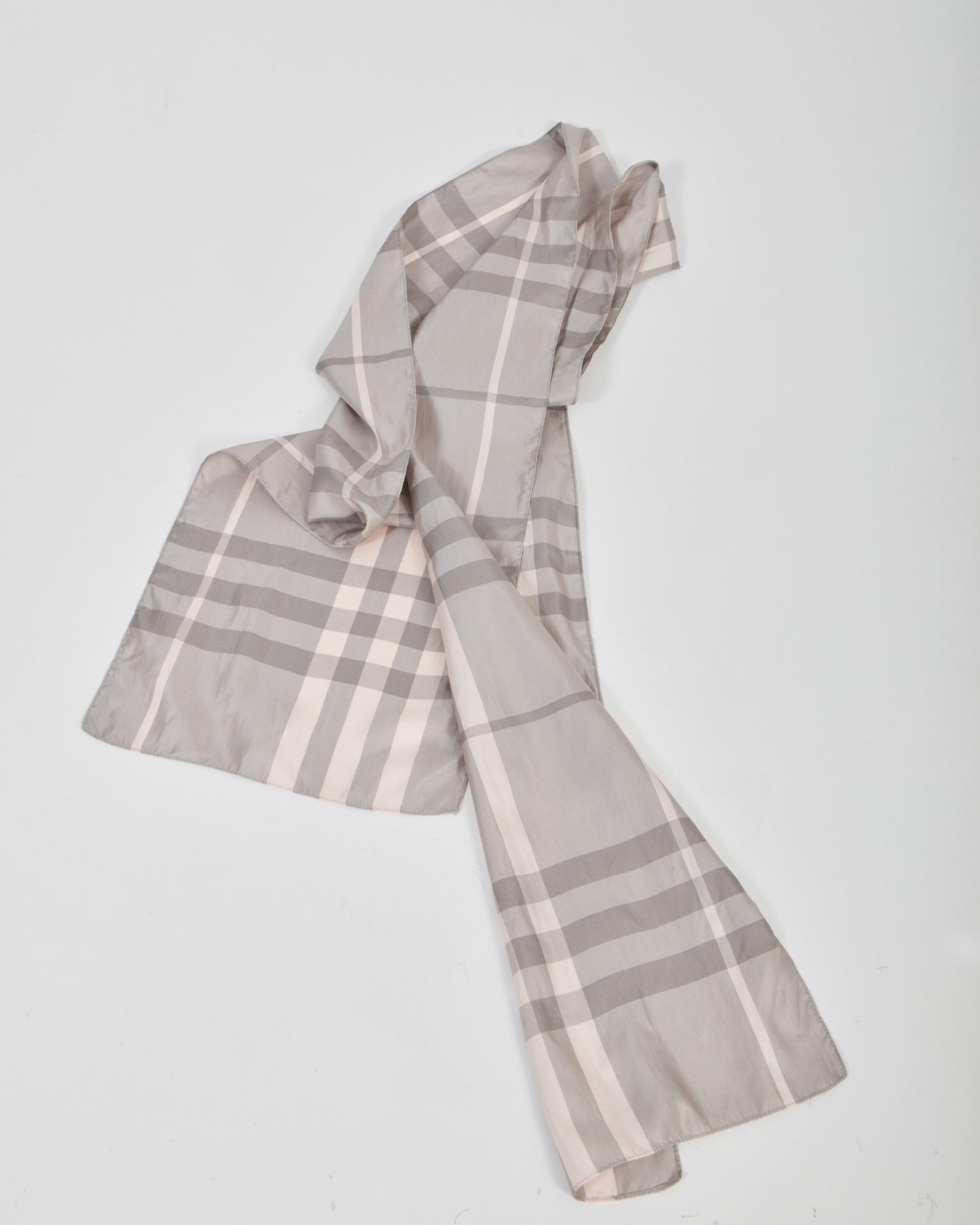 Burberry Grey 
Pink Silk Scarf