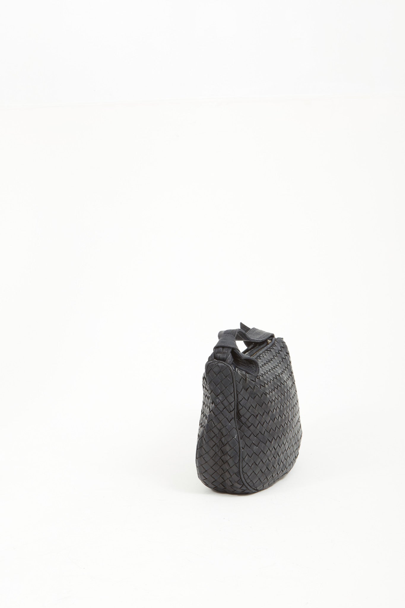 Bottega Veneta Black Leather Intrecciato Crossbody Knot Bag