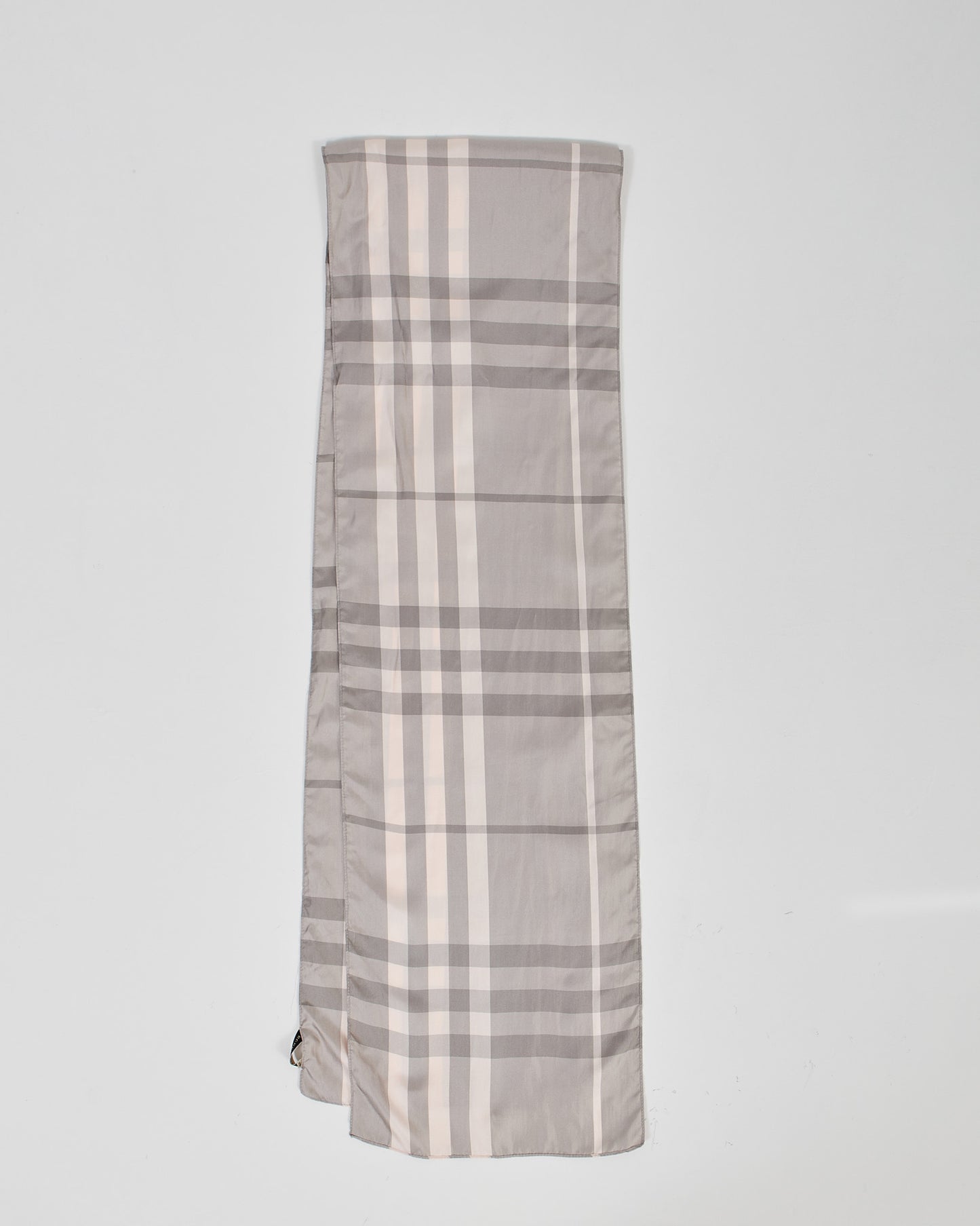 Burberry Grey 
Pink Silk Scarf