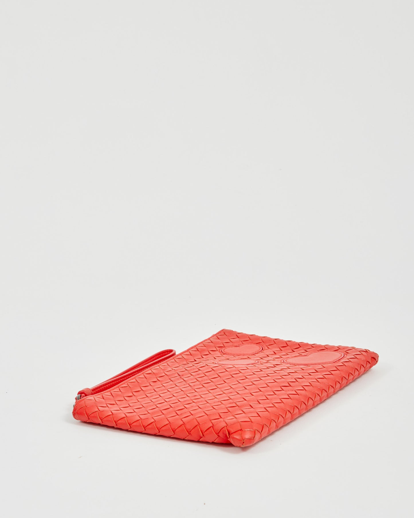 Bottega Veneta Red Intrecciato Leather Wristlet Pouch