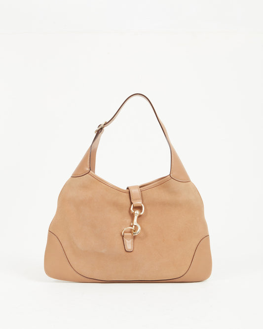 Gucci Tan Suede Jackie Hobo Shoulder Bag