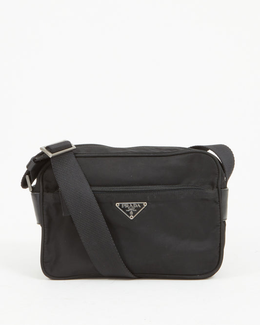 Sac bandoulière en nylon noir Prada