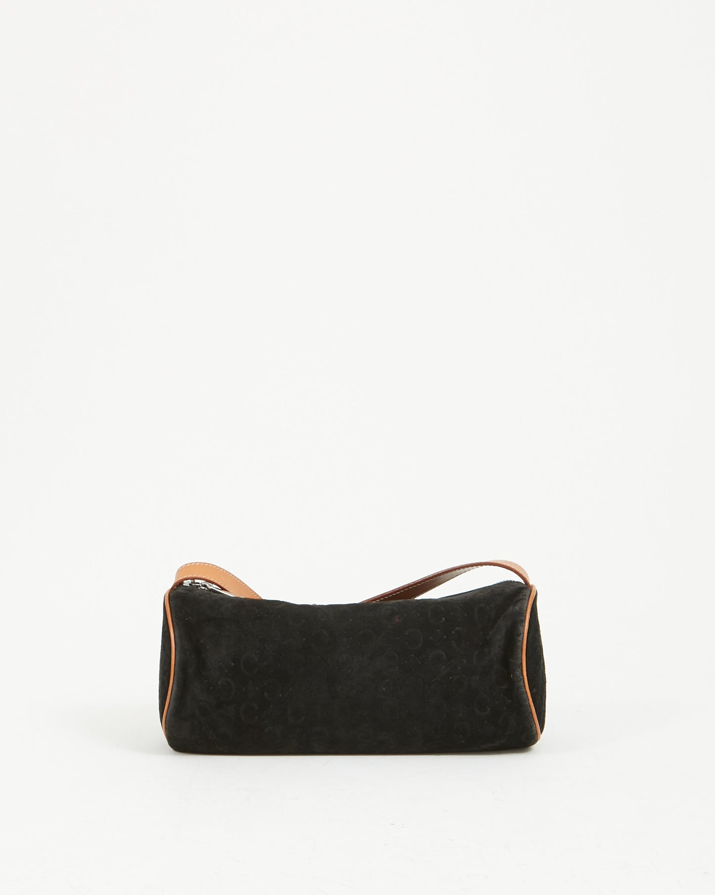 Celine Black Suede C Macadam Cylinder Crossbody Bag