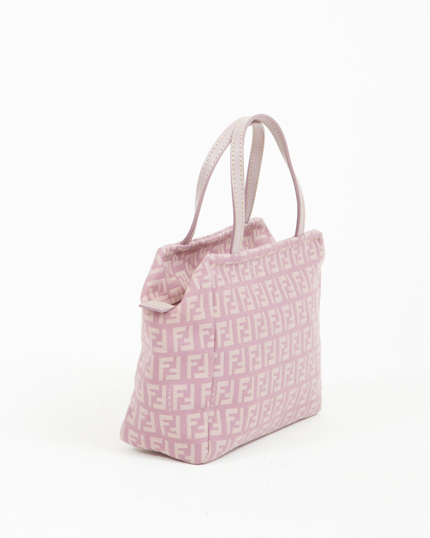 Fendi Lilac Zucca Print Canvas Mini Zipper Tote