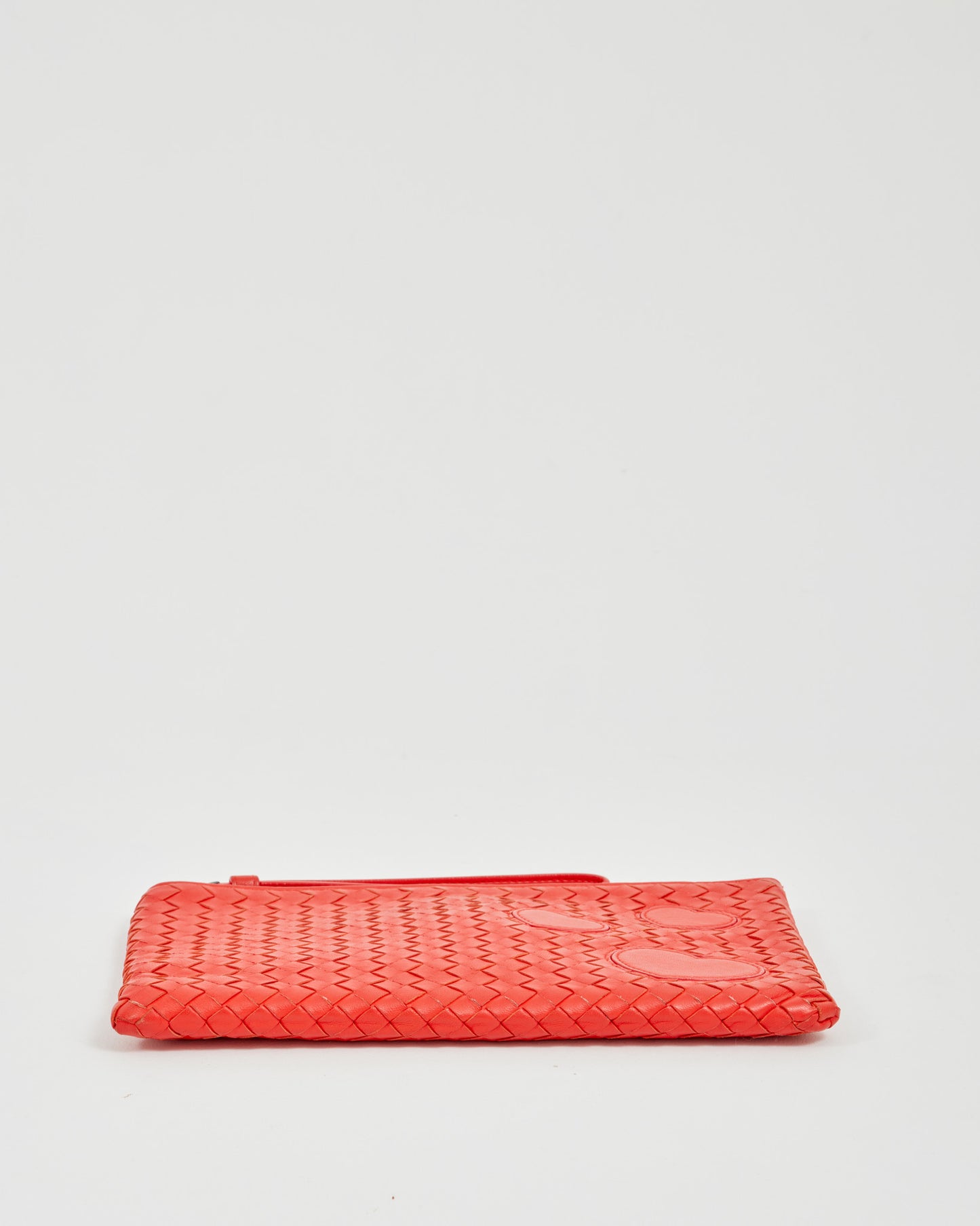 Bottega Veneta Red Intrecciato Leather Wristlet Pouch