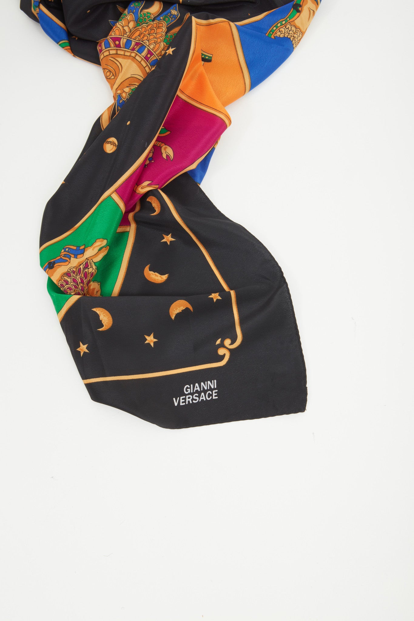 Versace Black Silk Spécial Édition Astrology Print Scarf