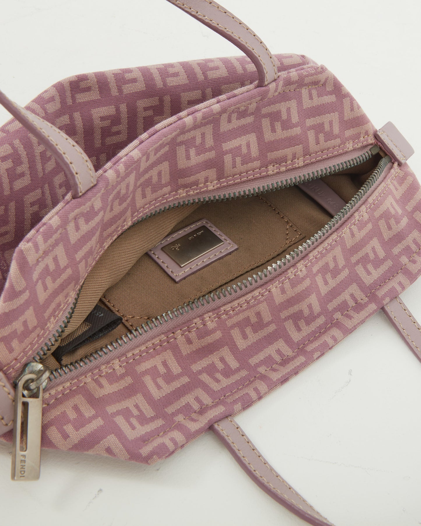 Fendi Lilac Zucca Print Canvas Mini Zipper Tote