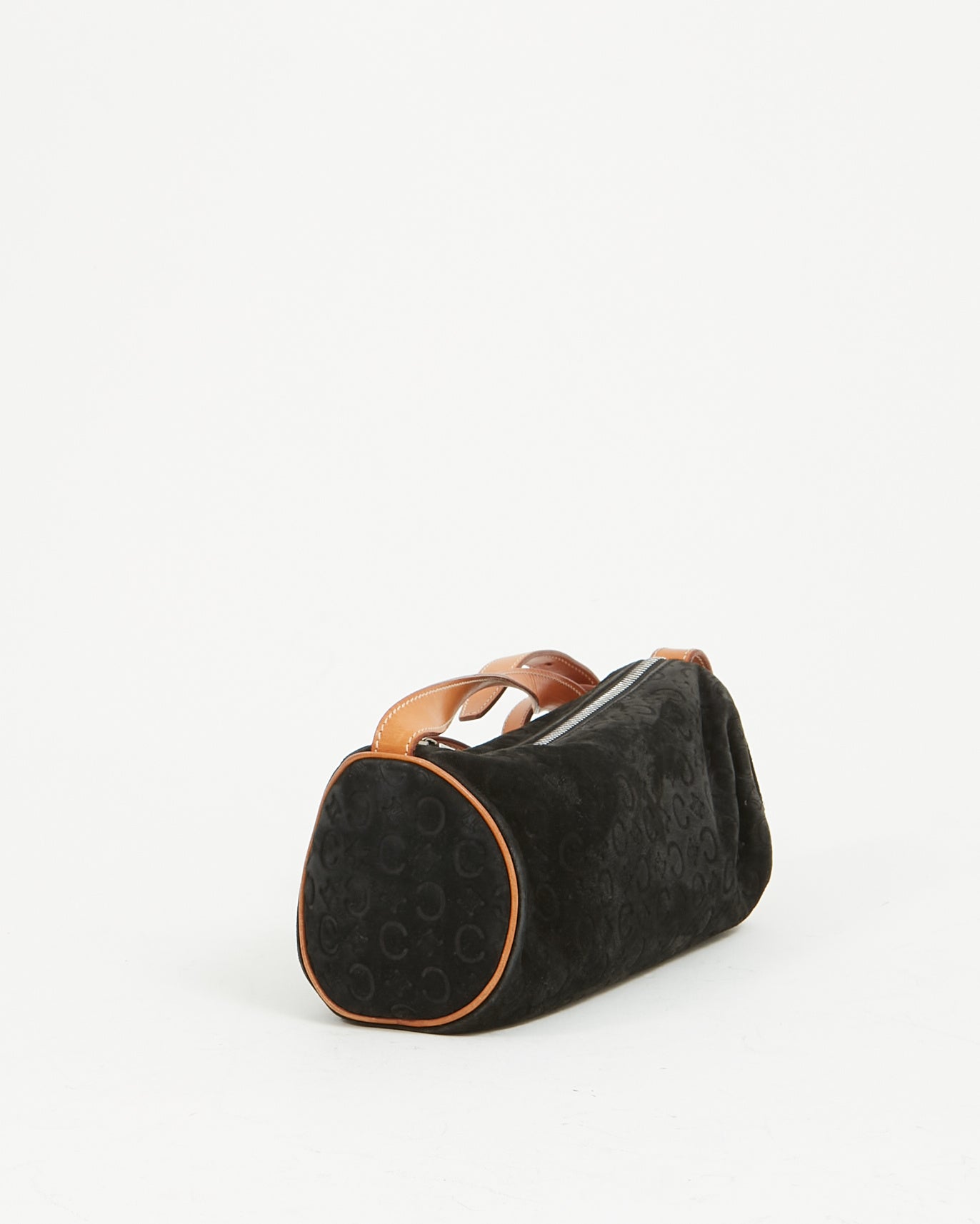 Celine Black Suede C Macadam Cylinder Crossbody Bag