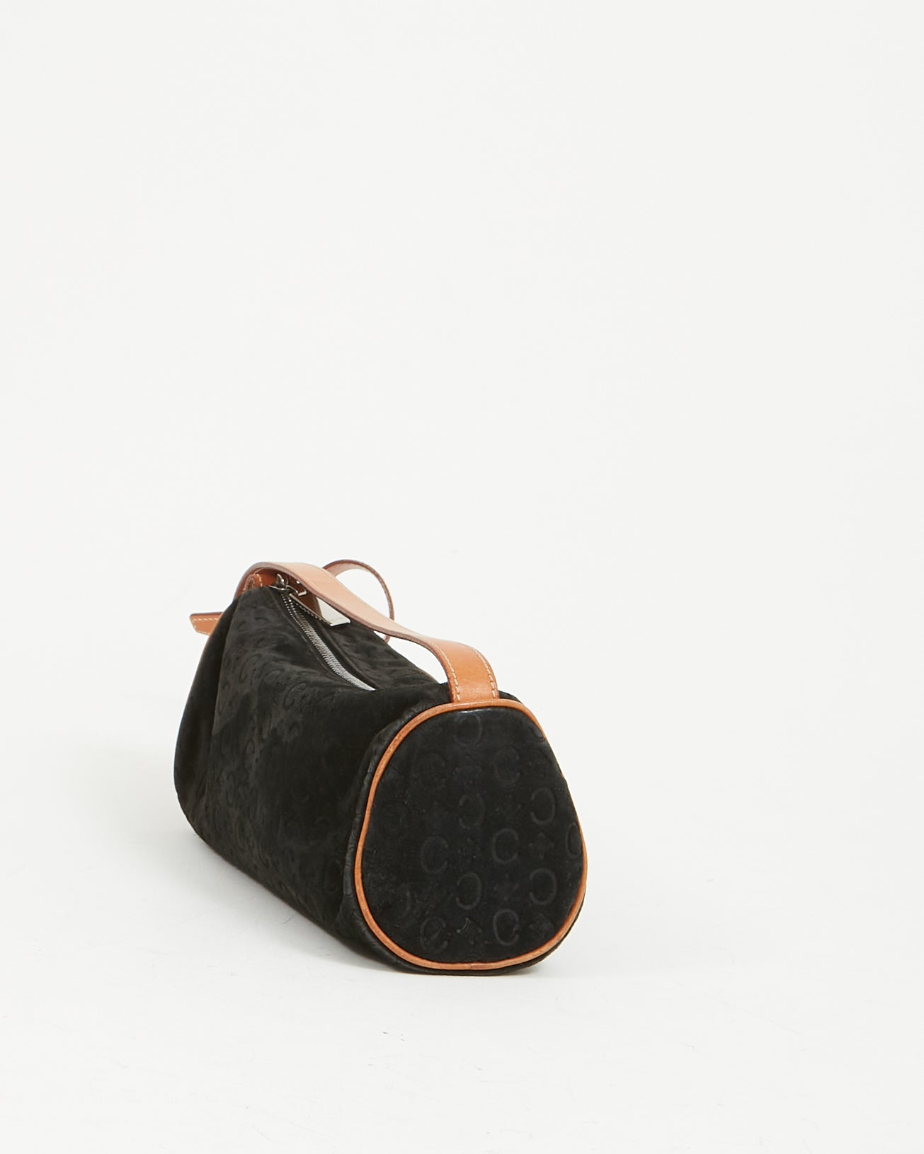 Celine Black Suede C Macadam Cylinder Crossbody Bag