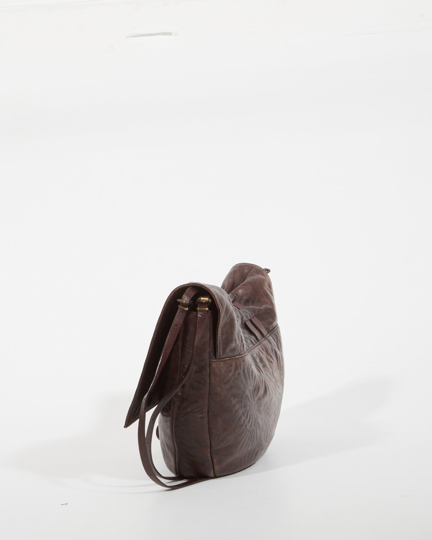 Fendi Brown Leather Jacquard Print Crossbody Bag