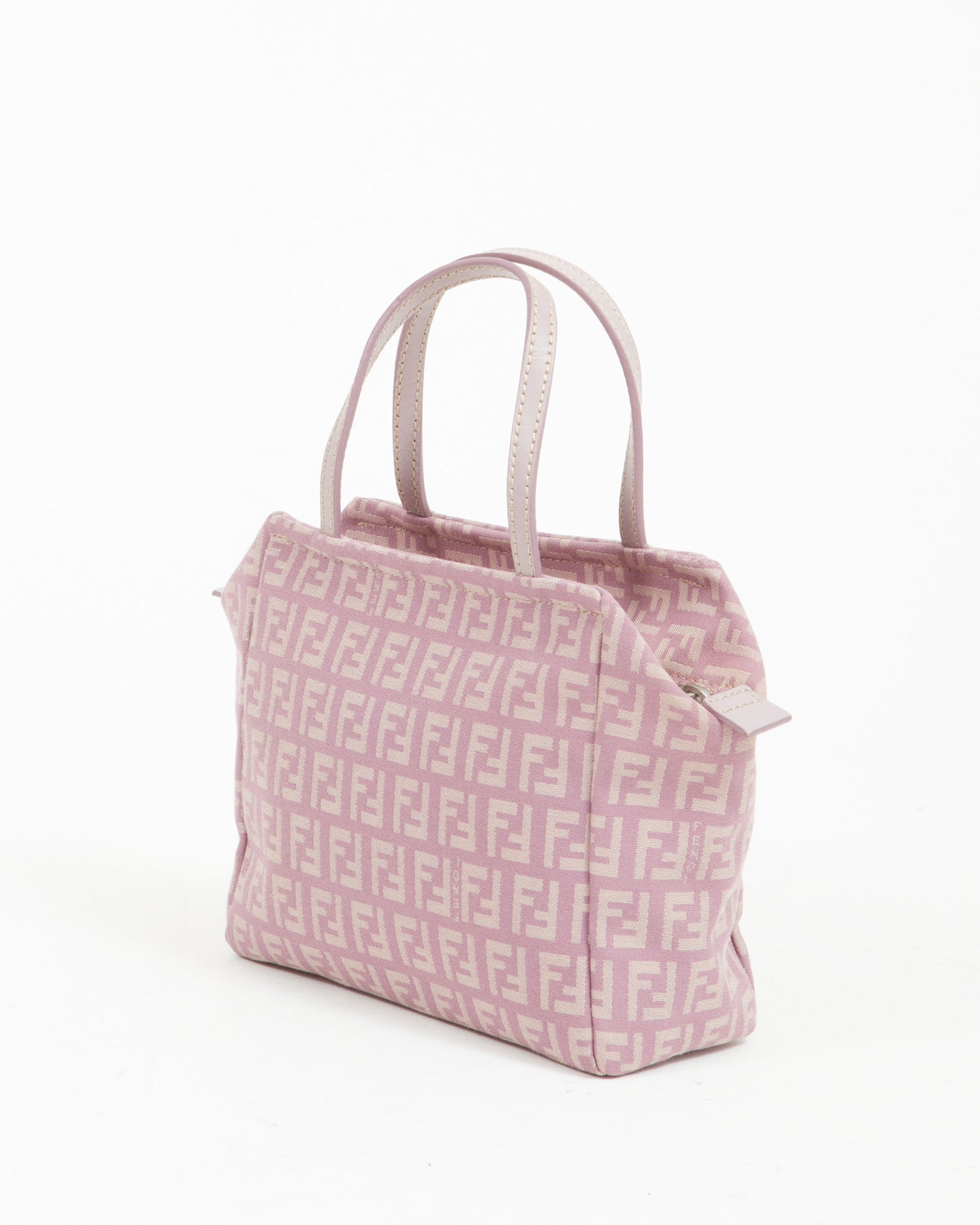 Fendi Lilac Zucca Print Canvas Mini Zipper Tote