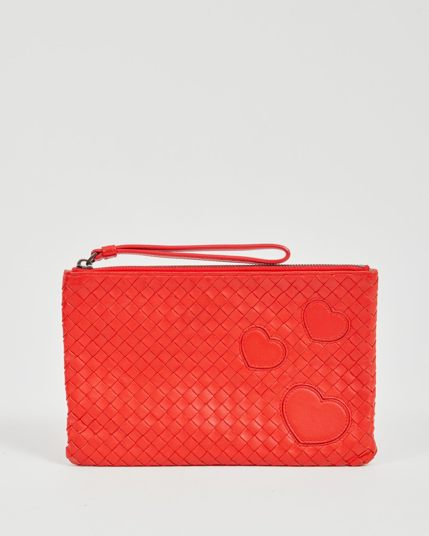 Bottega Veneta Red Intrecciato Leather Wristlet Pouch