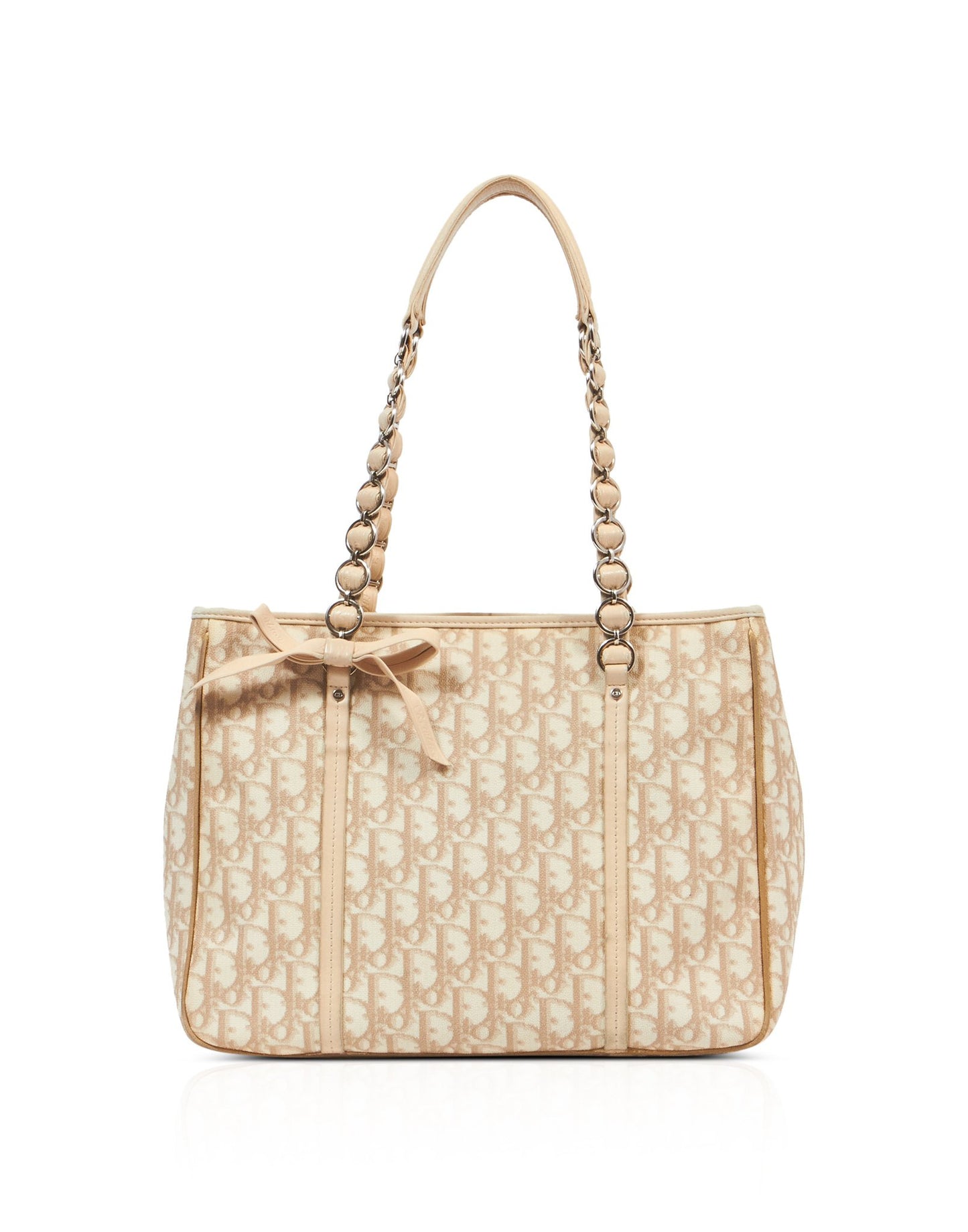 Dior Beige Coated Canvas Diorissimo Romantique Chain Shoulder Bag