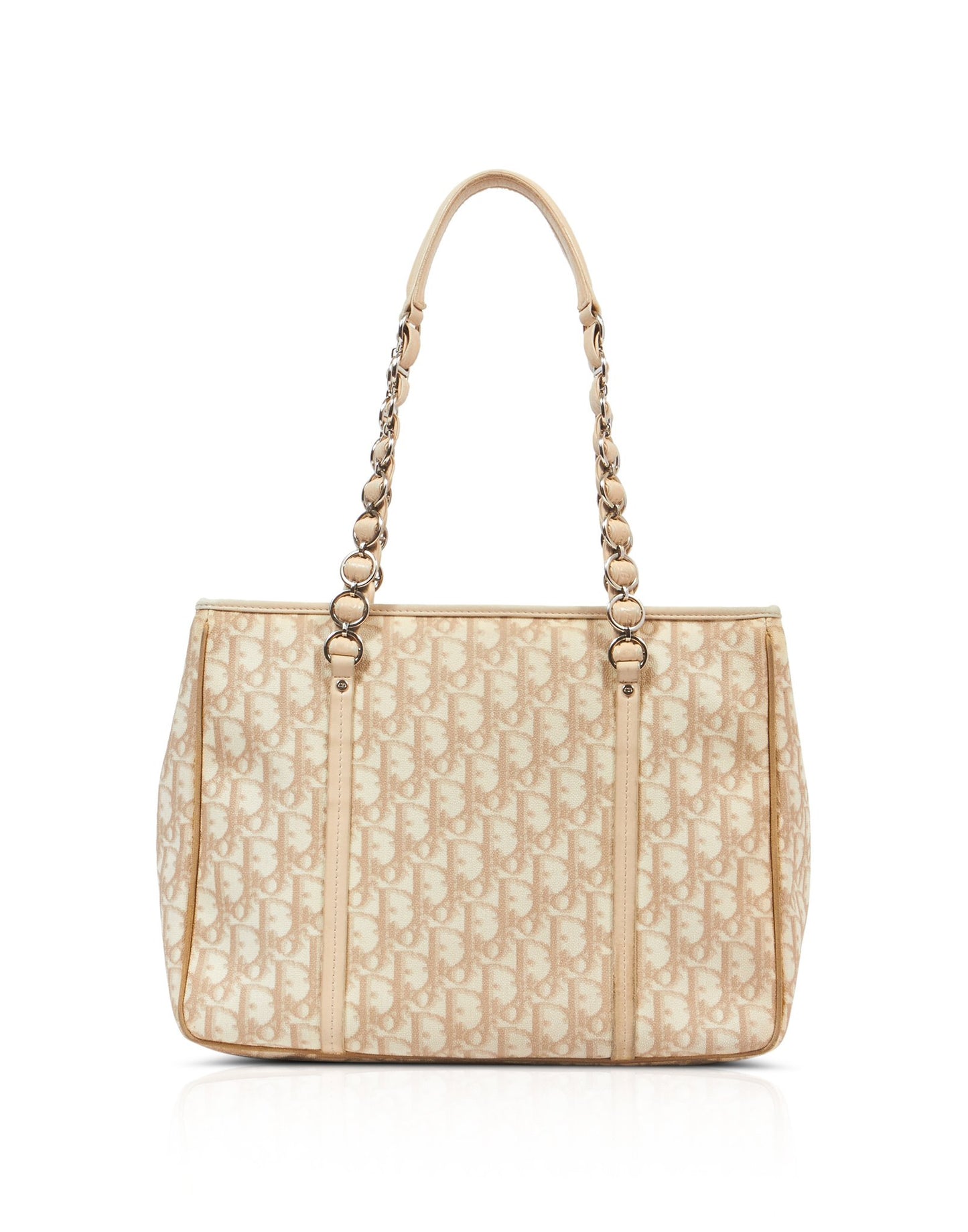 Dior Beige Coated Canvas Diorissimo Romantique Chain Shoulder Bag