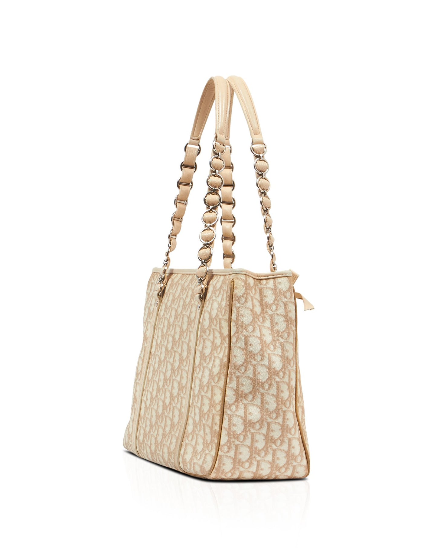 Dior Beige Coated Canvas Diorissimo Romantique Chain Shoulder Bag