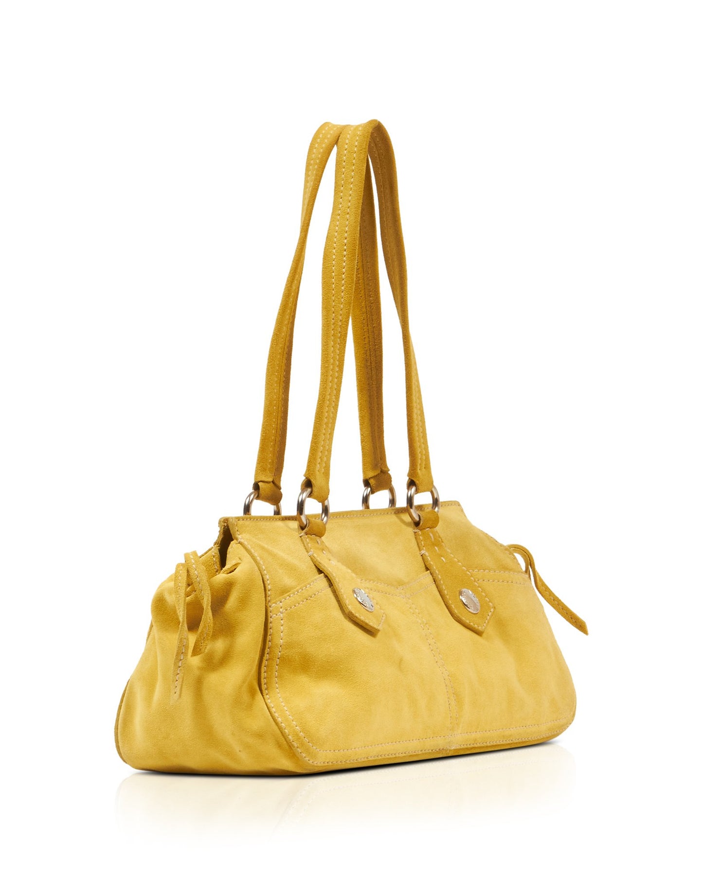 Prada Yellow/Lime Suede Small Pocket Shoulder Bag