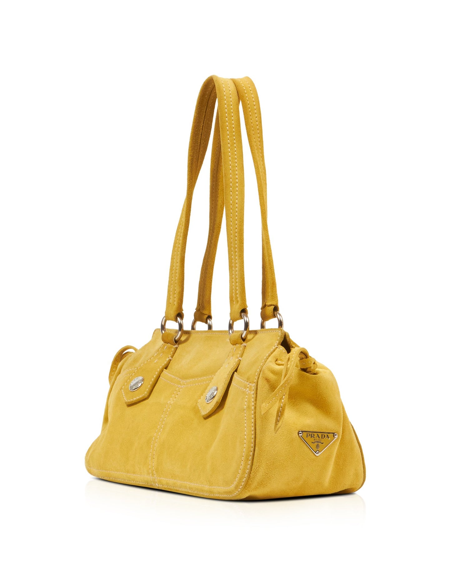 Prada Yellow/Lime Suede Small Pocket Shoulder Bag