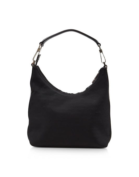 Gucci Black Canvas Small Hobo Shoulder Bag