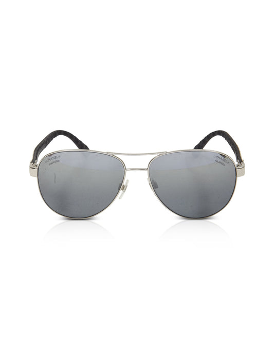 Chanel White Pilot Summer 4204-Q Polarized Aviator Sunglasses