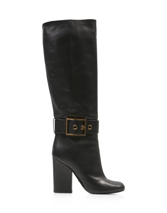 Gucci Black Leather Kesha Knee High Boots - 39