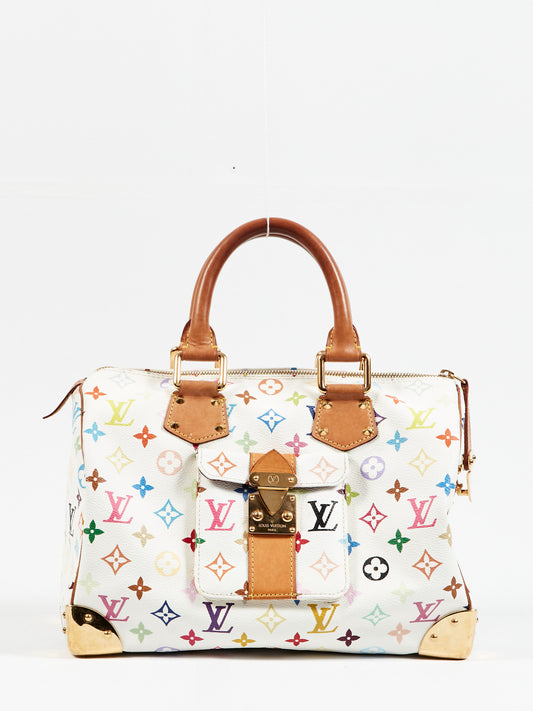 Louis Vuitton White Multicolor Monogram Speedy 30