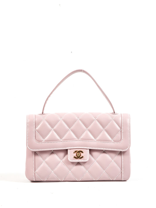 Chanel Lilac Purple Wild Stitch Large Top Handle Flap Bag