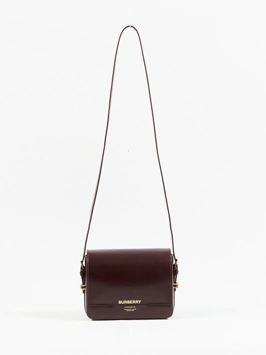 Burberry Burgundy Leather Grace Small Crossbody Bag