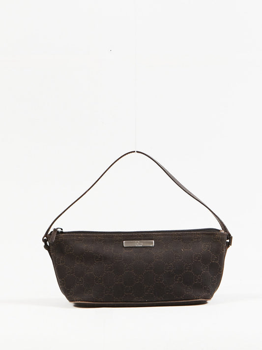 Gucci Black/Brown GG Canvas Boat Pochette