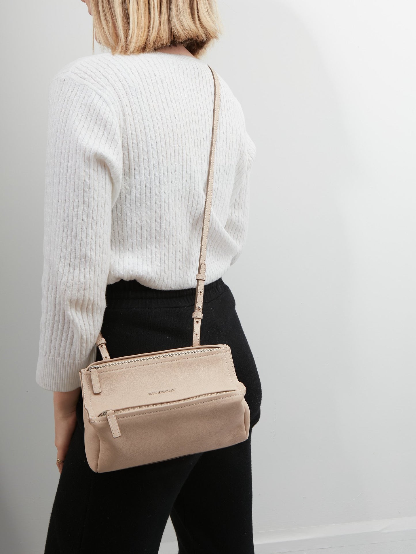 Givenchy Beige Grained Leather Mini Pandora Bag