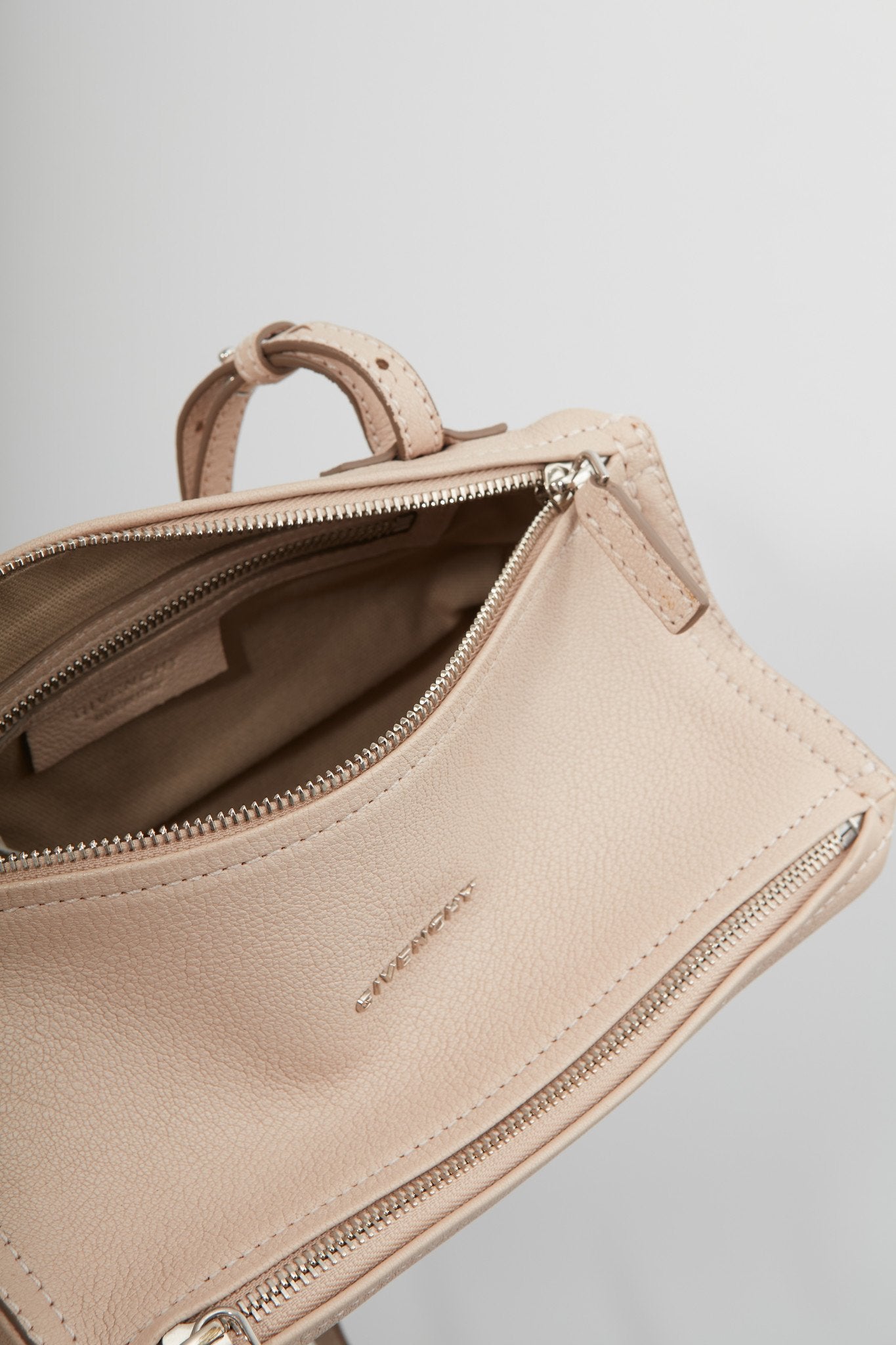 Givenchy Beige Grained Leather Mini Pandora Bag