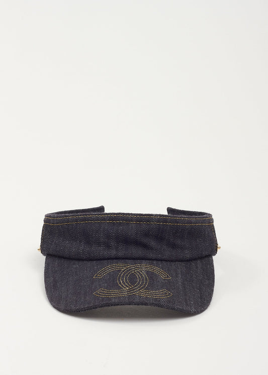 Chanel Denim Visor Logo Hat