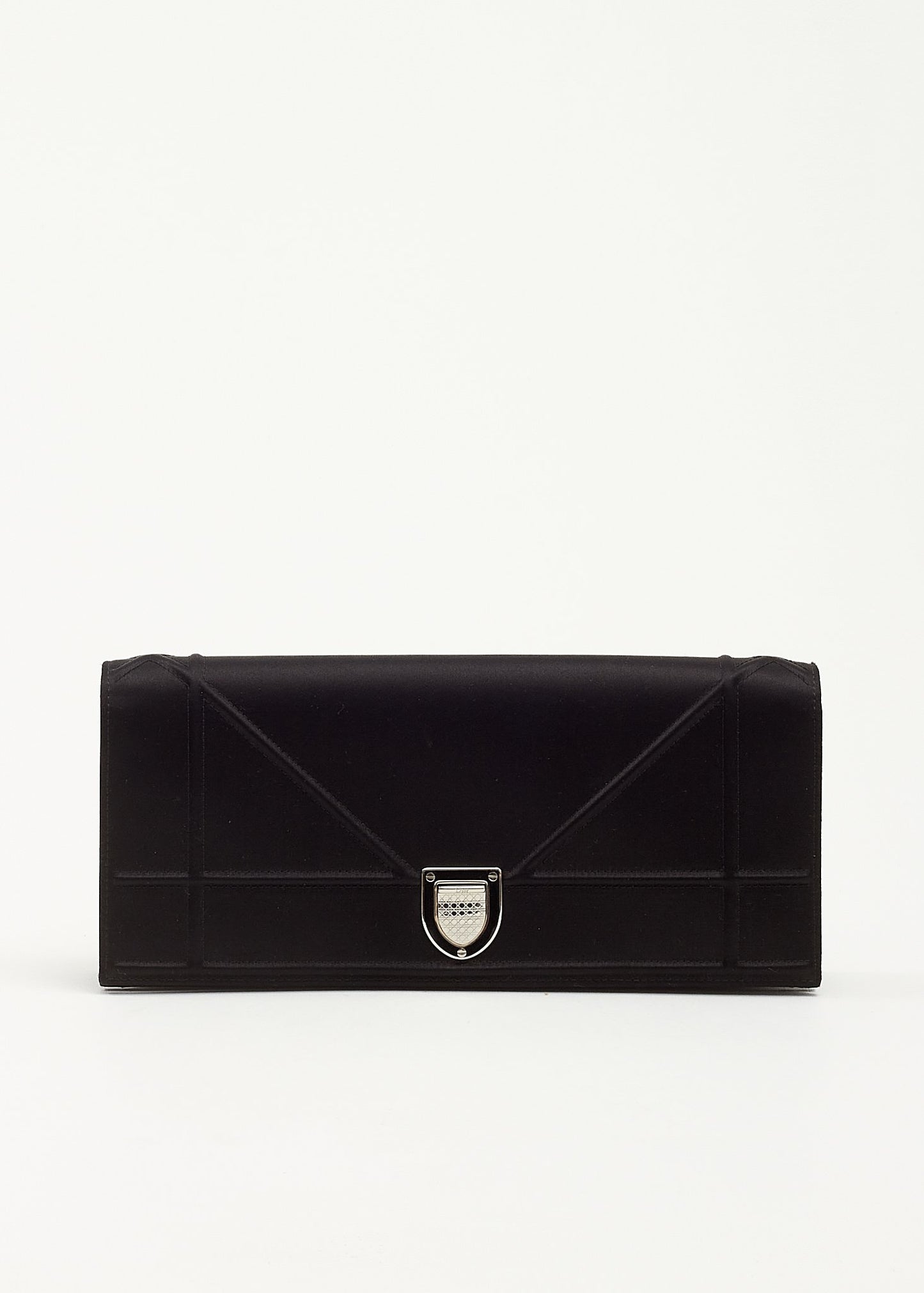 Dior Black Satin Diorama Convertible Chain Clutch