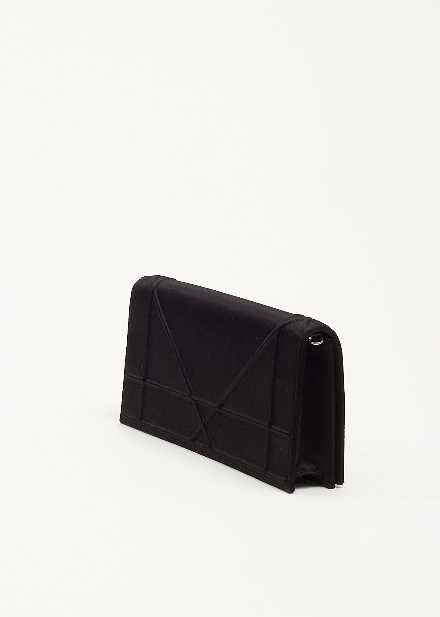 Dior Black Satin Diorama Convertible Chain Clutch